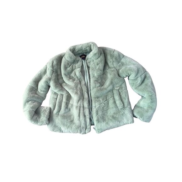 Women's Green Ambian Outerwear Faux Fur Zip-Up Jacket Size M Mid-Length Casual - Picture 6 of 12